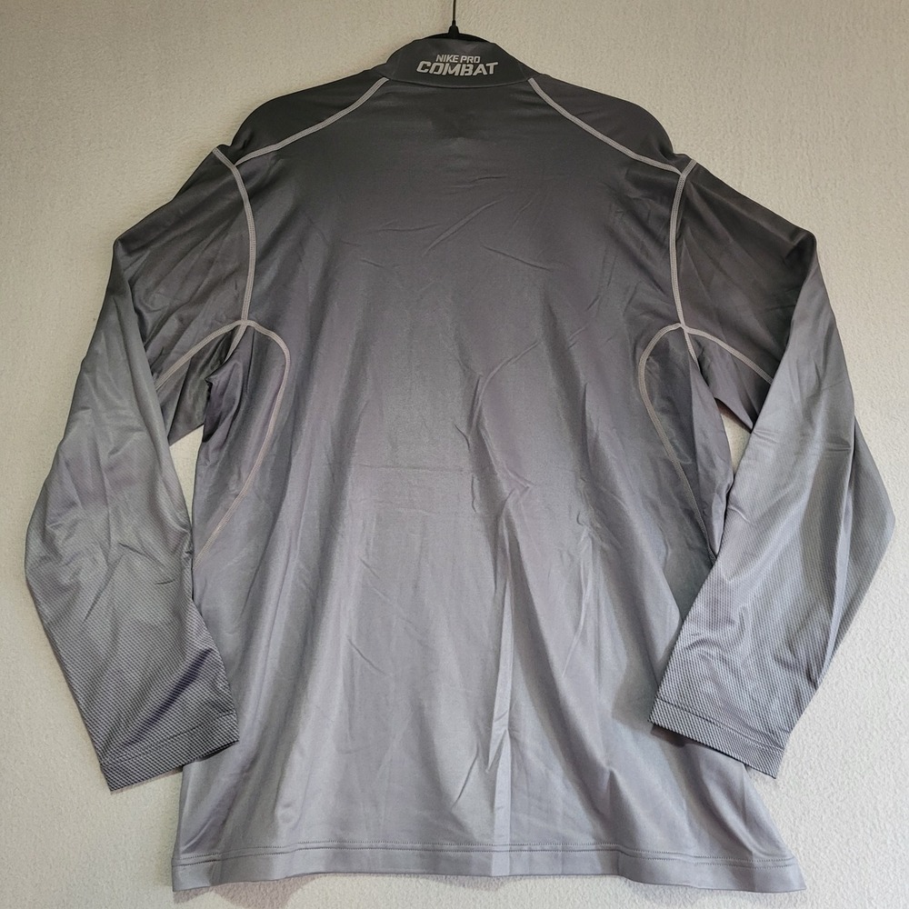 Nike Pro Combat Hyperwarm Dri-Fit Mock Neck Shirt Gray Mens XL Fitted - Picture 2 of 10